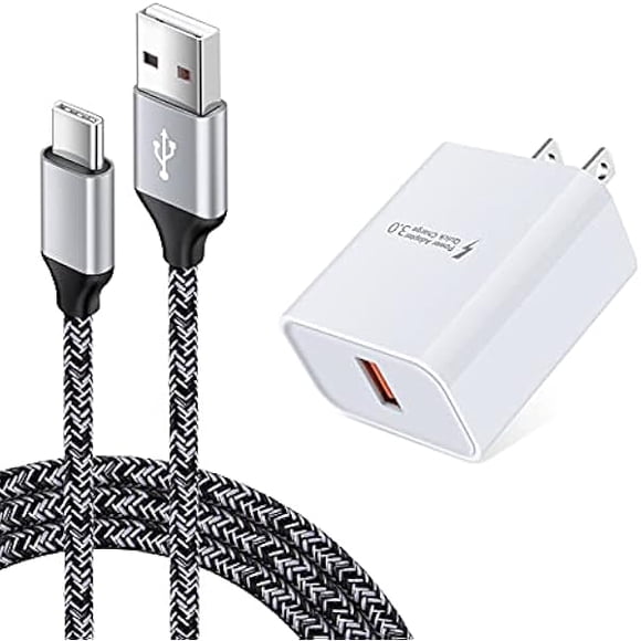 LinQingQ Quick Charge 3.0 Fast Wall Charger for LG Stylo 6 5 4, LG K51 K92 G8 G7 G6 G5 V35 V40 V60 ThinQ, Samsung Galaxy S26 S25 S24 S23 A56 A36 A17 A16 5G, 18W Fast Adapter, 6Ft USB Type C Charging C