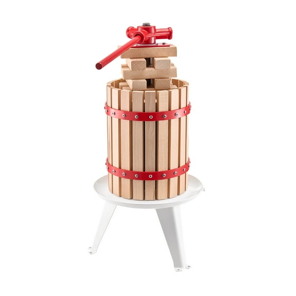 KFFKFF 1.6 Gal/6L Fruit Wine Press Wood Basket Wine Making Press Cider Apple Grape Crusher Juice Maker Tool
