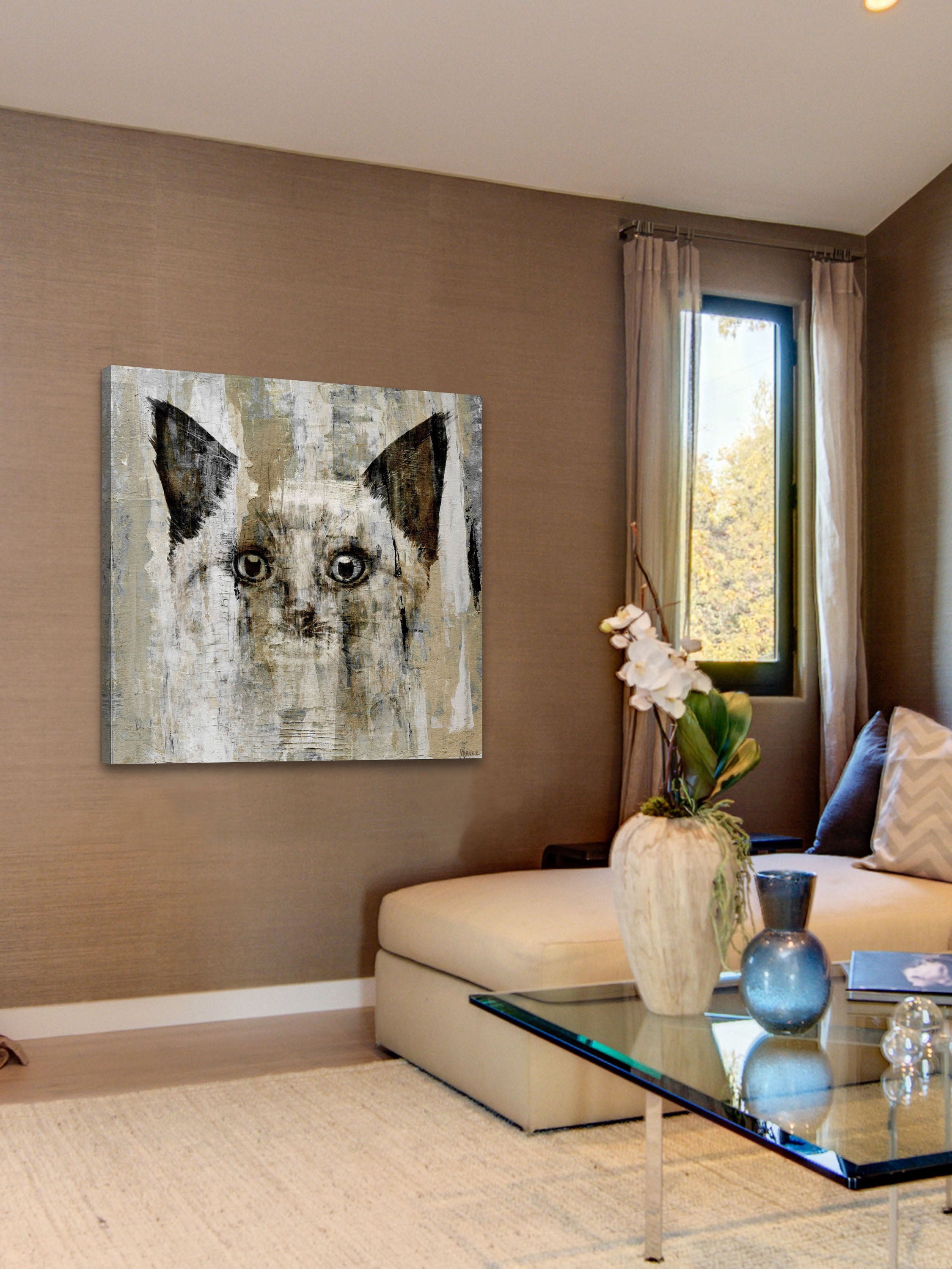 "Brown-Eyed Cat" Painting Print on Wrapped Canvas