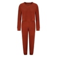 thumbnail image 5 of UAMVSH Womens Fleece Sets Warm Winter Long Sleeve Crew Neck Tops and Elastic Waist Cinch Bottom Pants Fuzzy Fluffy 2 Piece Outfits(X-Large,Red), 5 of 7