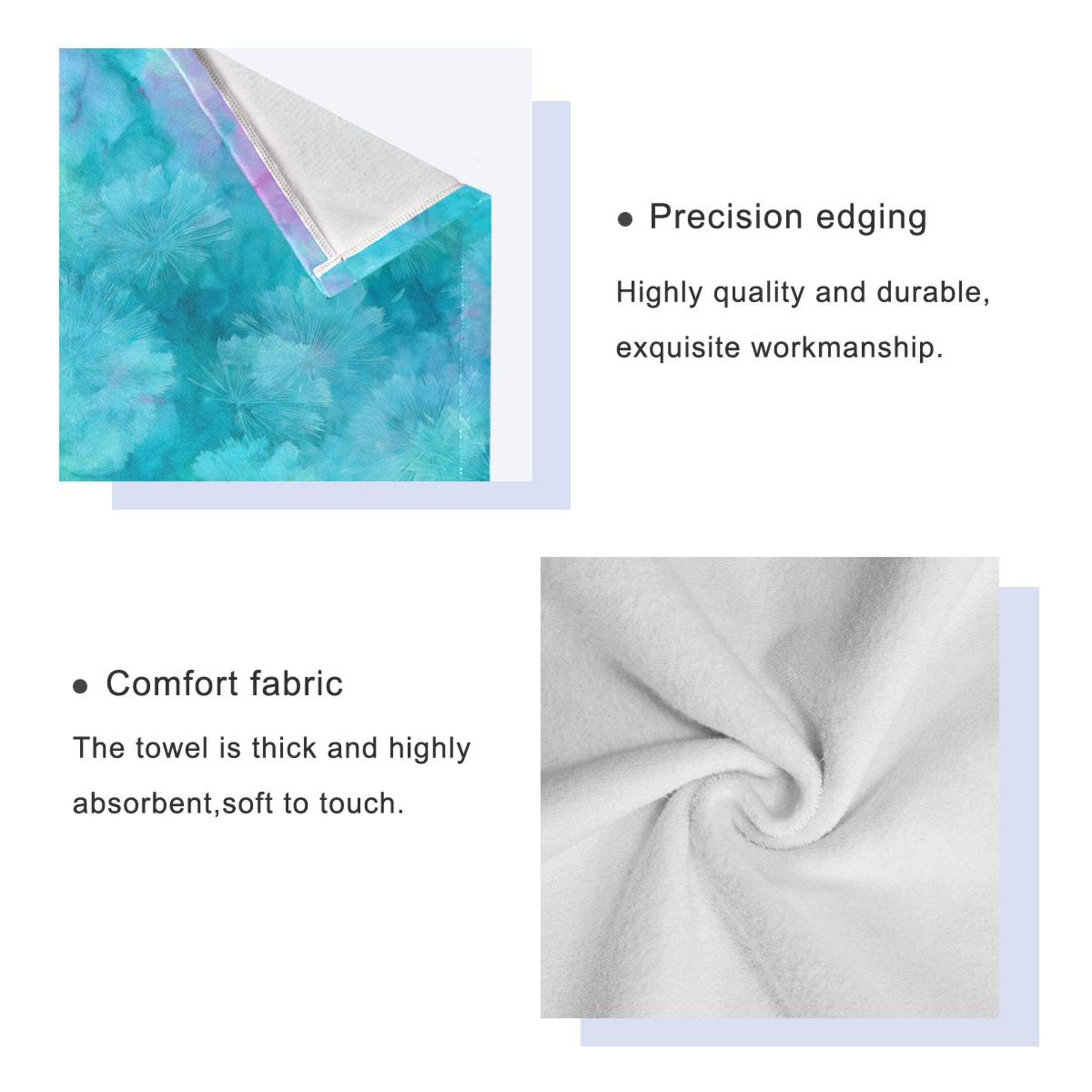 3 Piece Bath Towels Set Bath Towel, Hand Towel and Face Towel for Bathroom, Gym, Hotel Pastel Blue Dandelions