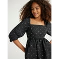 thumbnail image 5 of Free Assembly Women's Square-Neck Mini Dress with ¾ Sleeves, Sizes XS-XXXL, 5 of 8