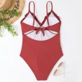 thumbnail image 4 of REORIAFEE One Piece Swimsuit for Women Bathing Suit Slimming Swimwear Fashionable Bikini Padded Without Underwire Bikini Deep V One Piece Swimsuit Watermelon Red XL, 4 of 8
