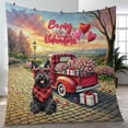 thumbnail image 4 of Be My Valentine's Scottish Terrier Truck Full of Love Flower Balloon Quilt Blanket Scottie Dog Lover Gifts Cozy Comforter Throw Blanket - 02029, 4 of 5