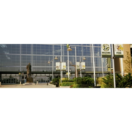Framed Lambeau Field Green - Low angle view of a stadium Lambeau Field Green Bay Wisconsin USA Canvas Art - Panoramic Images (27 x 9)