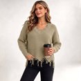 thumbnail image 6 of Fewfanhot Sweaters for Women Oversized Long Sleeve V Neck Ripped Cozy Warm Knitted Winter Pullover Sweaters, 6 of 8