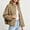 Brown, variant on WIZUTIZ Women's Polka Dot Zip Up Jacket Lapel Collar Drawstring Hem Casual Lightweight Coat Spring Fall Outerwear with Pockets