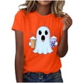 thumbnail image 2 of HOMBOM Womens Orange Essentials T Shirt Crewneck Graphic Festive Breathable Short Sleeve Basic Ladies Tees Athletic Tops,M, 2 of 6