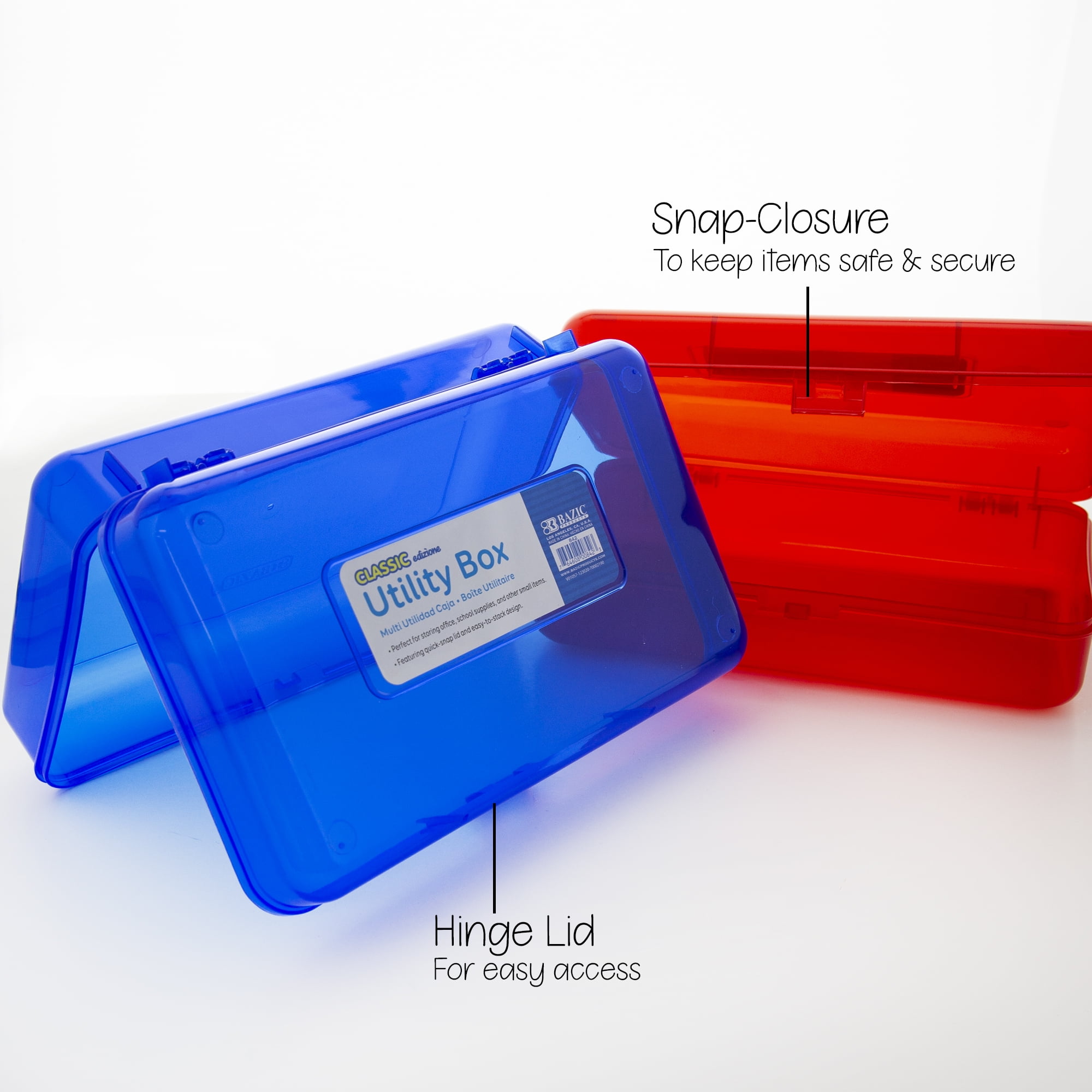 Qunclay 6 Pcs 7'' x 9'' x 2'' Plastic Storage Box with Lid Multipurpose  Craft Organizers Plastic Containers Clear Pencil Case Art Satchel Storage  Case