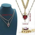 thumbnail image 2 of Collar de pareja de corazón y espada de acero inoxidable dorado con cadena de circonitas de corazón rosa, collar de espada a juego de moda con corazón, collares románticos para, 2 of 5