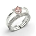 thumbnail image 3 of Gorgeous Minimalist 2.15 Carat Pear Cut Classic Morganite And Diamond Moissanite Engagement Ring, Wedding Ring, Two Matching Band in 925 Sterling Silver With 18k White Gold Plating, Gift For Her, 3 of 4