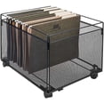 thumbnail image 1 of Rolling Black Metal Mesh Hanging File Folder Organizer and Document Storage Bin, 1 of 2