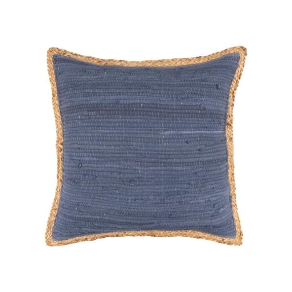 20 x 20 in. Blue & Beige Cotton Blend Zippered Pillow