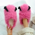 thumbnail image 3 of Cute Fuzzy Slippers for Women Indoor Outdoor Memory Foam House Shoes Furry Soft Warm Cozy Bedroom Foot Slip on, 3 of 8