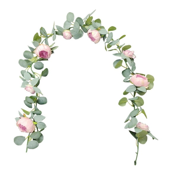 TACILIP 5.3Ft Artificial Flower Garland with Roses Fake Rose Flower Garland Floral Vines for Wedding Home Party Table Runner Decor Artificial Flower Vines Fake Silk 1pc Spring Decor, Gifts for Her