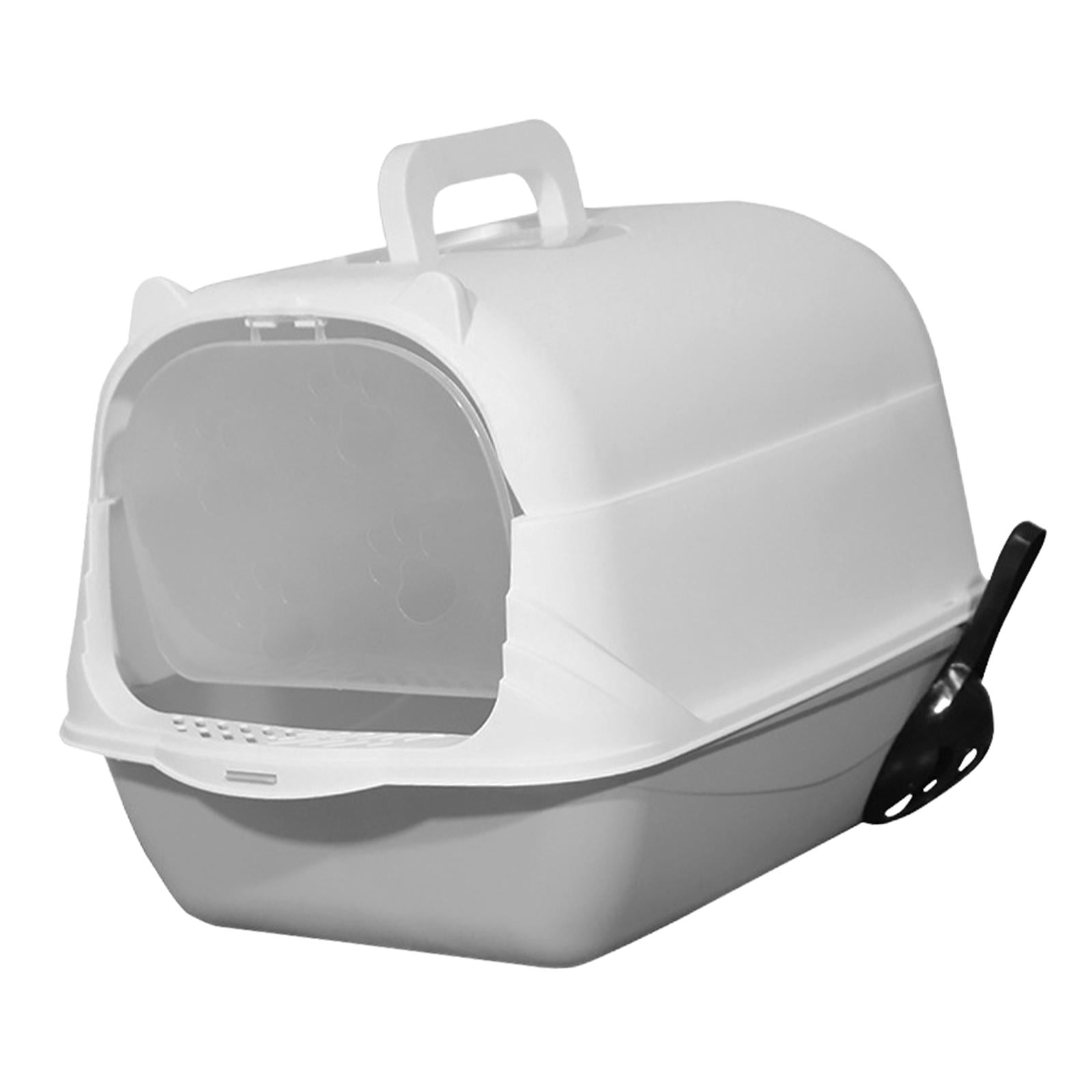 Hooded Cat Enclosed Cat Toilet Reusable Detachable Pet Handheld Gray