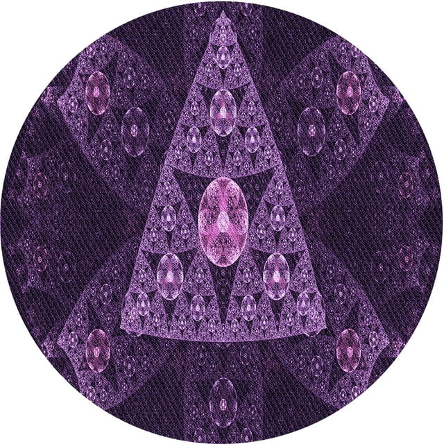 Ahgly Tapis de Zone Rond Lavable en Machine Intérieur Transitionnel Violet Violet, 5 Pieds Rond