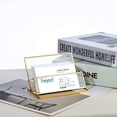 thumbnail image 2 of Organizador de escritorio para mostrador, diseño elegante y pared de vidrio transparente para reuniones de negocios, organizador de tarjetas de presentación con marco de metal dorado para entornos, 2 of 6