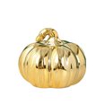 thumbnail image 2 of Small Gold Ceramic Pumpkin Decoration, Glossy Fall Home Decor for Halloween Thanksgiving, 4 Inch Luxury Table Centerpiece Ornament for Kitchen Shelf Mantel Display Gift, 2 of 6