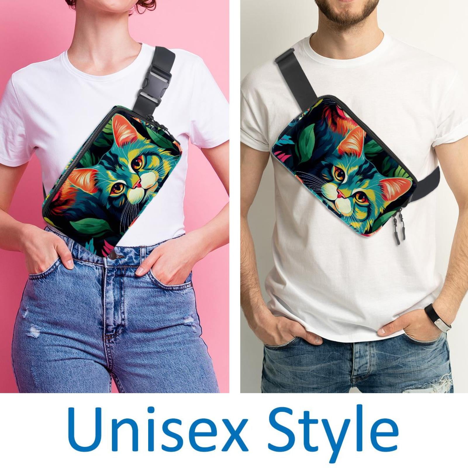 Cat Lightweight Adjustable Fanny Packs with Extension Strap - Unisex Waist Bags Running Belt