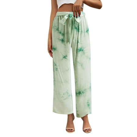 

Yoga Pants Women Women s Comfy Pajama Pants Casual Stretch Pant Drawstring Palazzo Lounge Pants Wide Leg(M Green)