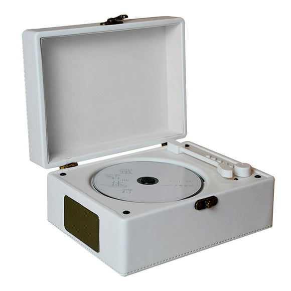 Tignapoo Lecteur CD Bluetooth Vintage avec Prise en Charge USB, Lecteur de Disques Rétro, Cadeau Idéal pour Couples, Options Blanc/brun, Haut-Parleur 2.0 Canaux, Télécommande Incluse