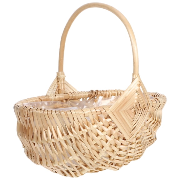 Supvox Light Brown Handwoven Wicker Basket for Flowers, Fruits, Picnic Essentials, Outdoor Storage and Home Organization