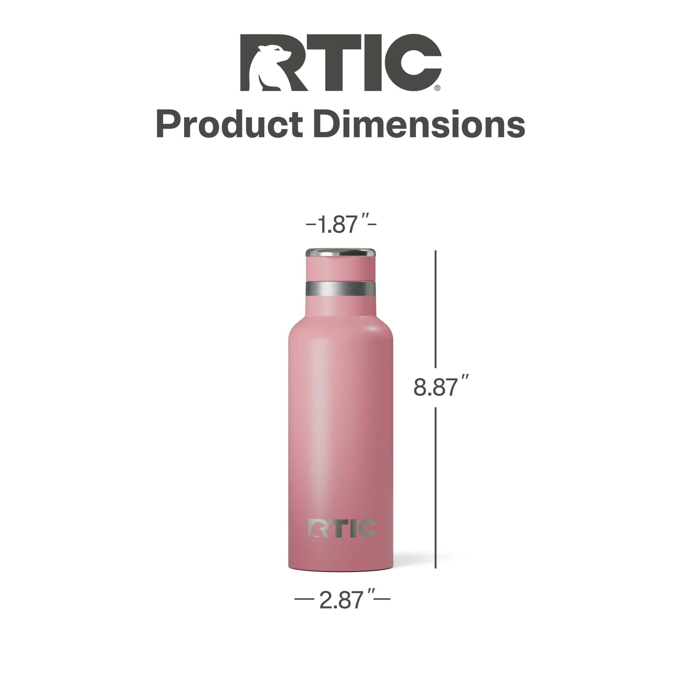 RTIC 16 oz Ceramic Lined Insulated Journey Water Bottle, Leak-Proof Lid, Dusty Rose
