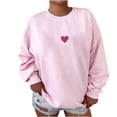 thumbnail image 4 of Fartey Chandails Graphiques Cœur d'Amour pour Femmes Saint-Valentin Chandail Molletonné Doublé Chandail à Enfiler Hauts Chauds Douillets Col Rond Manches Longues Épaules Tombantes Chandail, 4 of 8