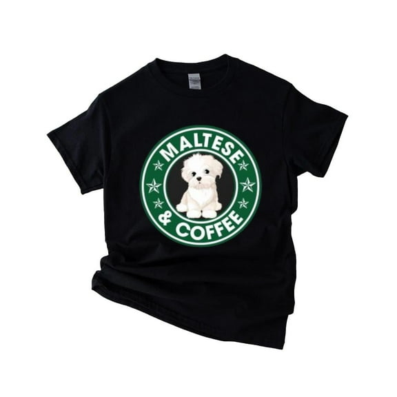 Maltese and Coffee Cute Dog Lover Pet and Caffeine Humor T-Shirt , Hoodie , Sweatshirt, for men & women, up to size 5XL.