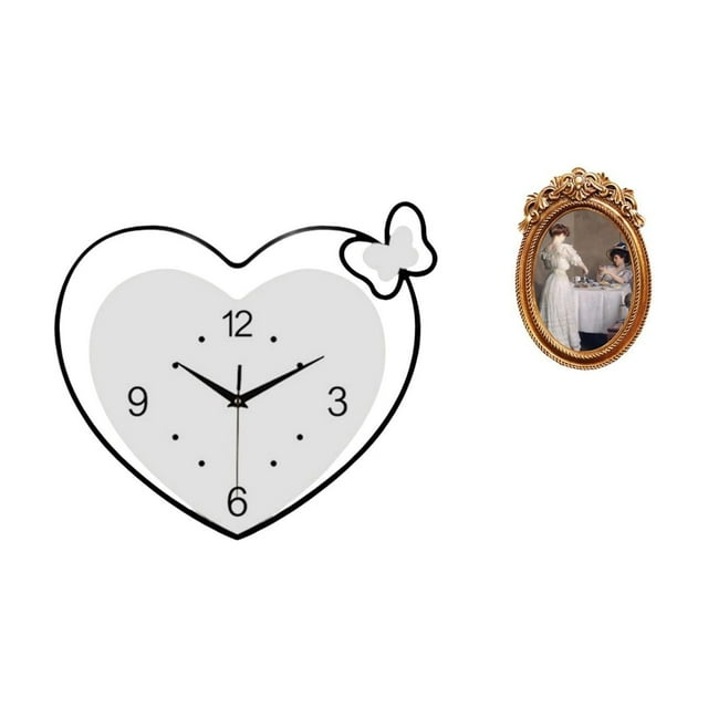 Reloj De Pared En Forma De Corazón, Reloj Acrílico Decorativo, Diseño Creativo, Movimiento Silencioso, Arte De Pared Para Sala De Estudio, Cafetería, Oficina, Marco De Fotos Ornamentado,