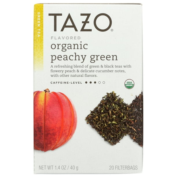 Tazo Organic Peachy Green Flavored Green Tea, 20 Count