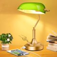 thumbnail image 1 of Lámpara de escritorio Brightever Bankers con 2 puertos USB, cristal verde, 1 of 7