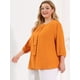 thumbnail image 2 of Women's Plus Size Work Round Neck Ruffle Chiffon Blouse Top Orange 1X, 2 of 6