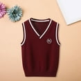 thumbnail image 2 of Ruyang Knit Sweaters Waistcoat for Boys Girls Preppy Knitted Sweaters Vest Fall Winter Warm Sleeveless School Jackets, 2 of 8