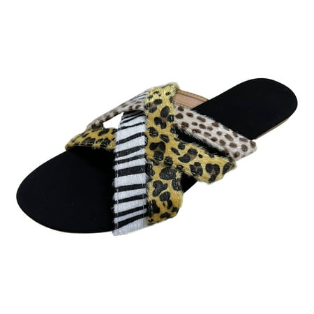 

Womens Shoes Casual Peep Toe Flat Heels Summer Slippers Leopard Stripe Panel Sandals Open Toe Slide Sandals Comfortable Flats Flip-Flops Sandal Casual Platforms Wedge Sandals Heeled Sandals A107