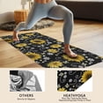 thumbnail image 4 of Black White Bee Heart Sunflower Pattern Hot Yoga Mat Towel Non Slip for Hot Yoga - Quick-Drying Yoga Mat Cover with 4 Corner Pockets with Travel Bag - Hot Yoga Towel Non Slip 70"x26", 4 of 6