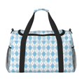 thumbnail image 1 of Disketp Blue and White Squares Bolsa de Viaje Tipo Duffle, Bolso de Mano para Fin de Semana para Mujer, Bolsa de Gimnasio Ligera para Hombre, Esencial para Viajes, 1 of 7