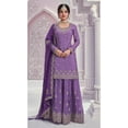 thumbnail image 2 of Indian Party Wear Heavy Designer Salwar Kameez suits Pakistani Sewn Sharara dress ( Purple, 4XL - 50 ), 2 of 6