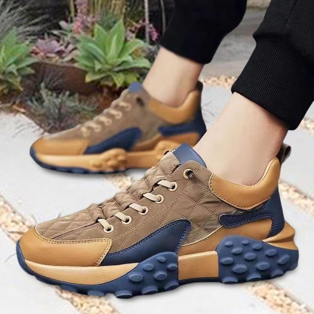 Zapatillas de correr para hombre a la moda, suela antideslizante transpirable, zapatillas cómodas, duraderas y versátiles para el trabajo, senderismo, 42 Yinane Zapatillas deportivas