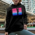 thumbnail image 2 of Distressed Pink and Blue Color Block with Shadow of a Swinging Golf Player, Golfing or Golfer Themed Merch Gift, Black Hooded Sweatshirt or Hoodie, Small, 2 of 5
