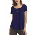 thumbnail image 1 of Innerwin T Shirt Solid Color Women Tops Summer Short Sleeve Fashion Tee Navy Blue M, 1 of 4