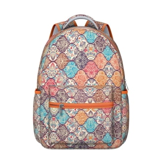 Unisex Print Bohemian Backpack, Boho Zipper Bag with Front  display picture 1