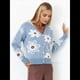 thumbnail image 5 of Cárdigan de Punto con Estampado Floral y Botones para Mujer, Cuello en V y Hombros Caídos Azul L, 5 of 10