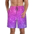 thumbnail image 2 of Uemuo Purple Glitter Pattern Men's Swim Trunks Hawaiian Beach Bathing Suit Swimsuits Beach Quick-Dry Shorts with Pockets-Large, 2 of 9