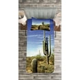 thumbnail image 3 of Ambesonne Landscape Quilted Bedspread Set 2 Pcs, Cactus Spined Leaves, Twin Size, Blue Green, 3 of 3