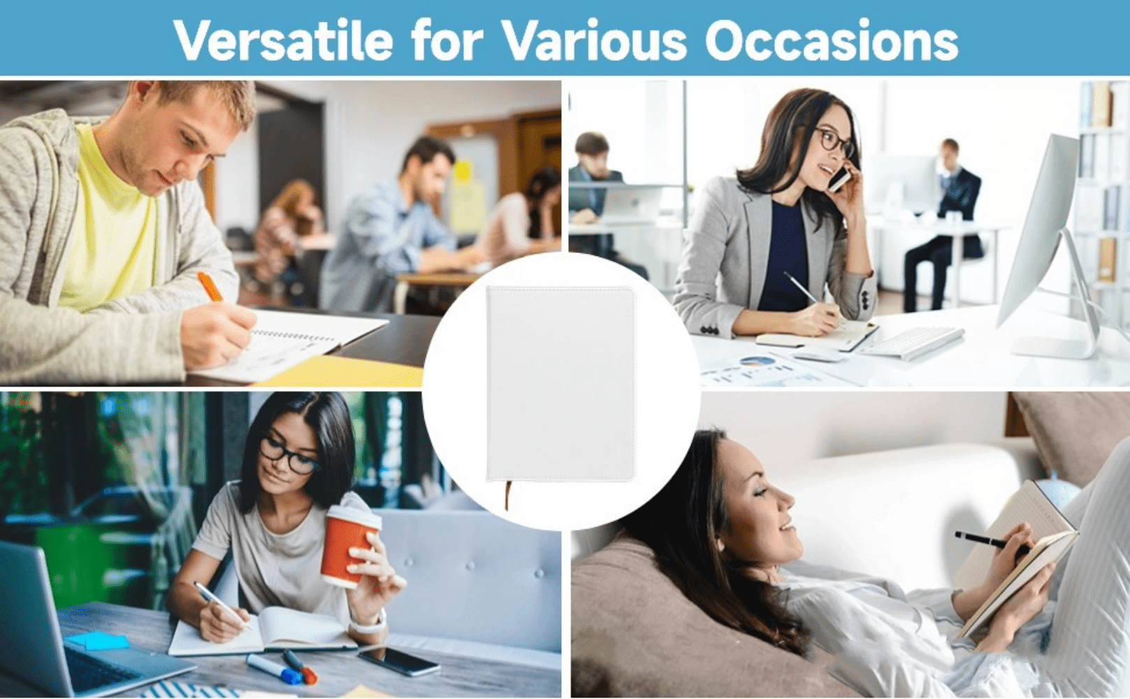 6 pieces A5 Sublimation Blank PU Leather Journal Notebooks for School Office Supplies 200 Pages