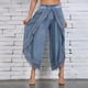 thumbnail image 2 of Pantalones casuales de algodón y lino de color liso y cintura alta para mujer, 2 of 4