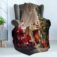 thumbnail image 4 of Santa Soft Flannel Fleece Throw Blanket, Old Santa Claus Sitting at Home at Christmas Night Reading a Letter near the Tree, Cozy Plush for Indoor and Outdoor Use, 60" x 80", Multicolor, by Ambesonne, 4 of 5