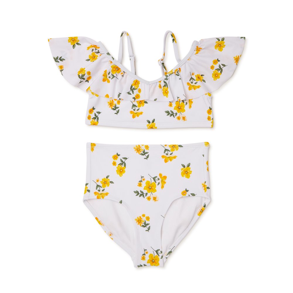 Justice Justice Girls Ruffle Top Floral Swimsuit, 2Piece, Sizes 618